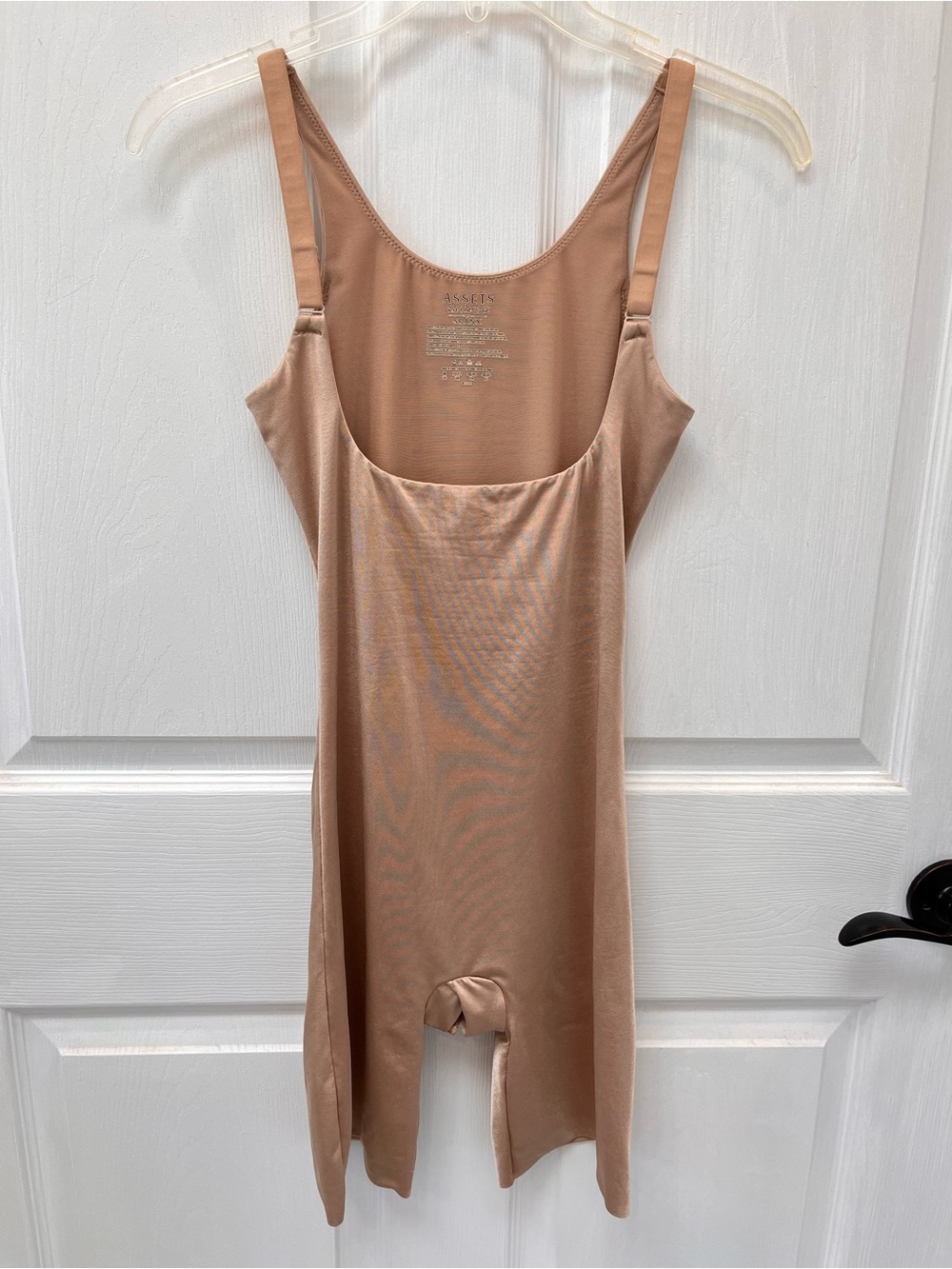 Spanx Assets Red Hot Label Open Bust Mid Thigh Shapewear Bodysuit Tan Medium M